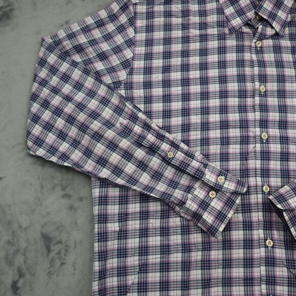 Peter Millar Shirt Mens L Purple Multicolor Check Button Up Long Sleeve - Picture 11 of 16